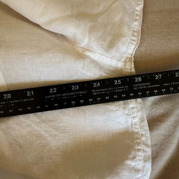 H&M Linen Button Shirt Mens XXL White Resortwear Tropical Resort Wedding Beach - Picture 8 of 10